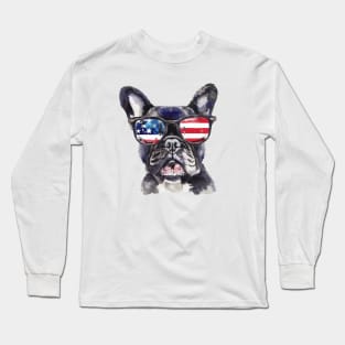 French Bulldog 'Merica Sunglasses Long Sleeve T-Shirt